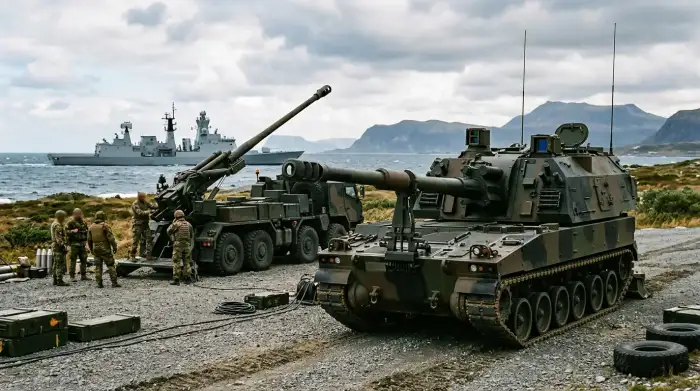 Vue symbolique de systèmes d'armes modernes illustrant la rivalité militaire entre grandes puissances.