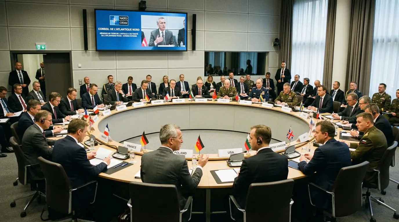 Salle du Conseil de l'Atlantique Nord de l'OTAN réunie en consultation au titre de l'article 4.