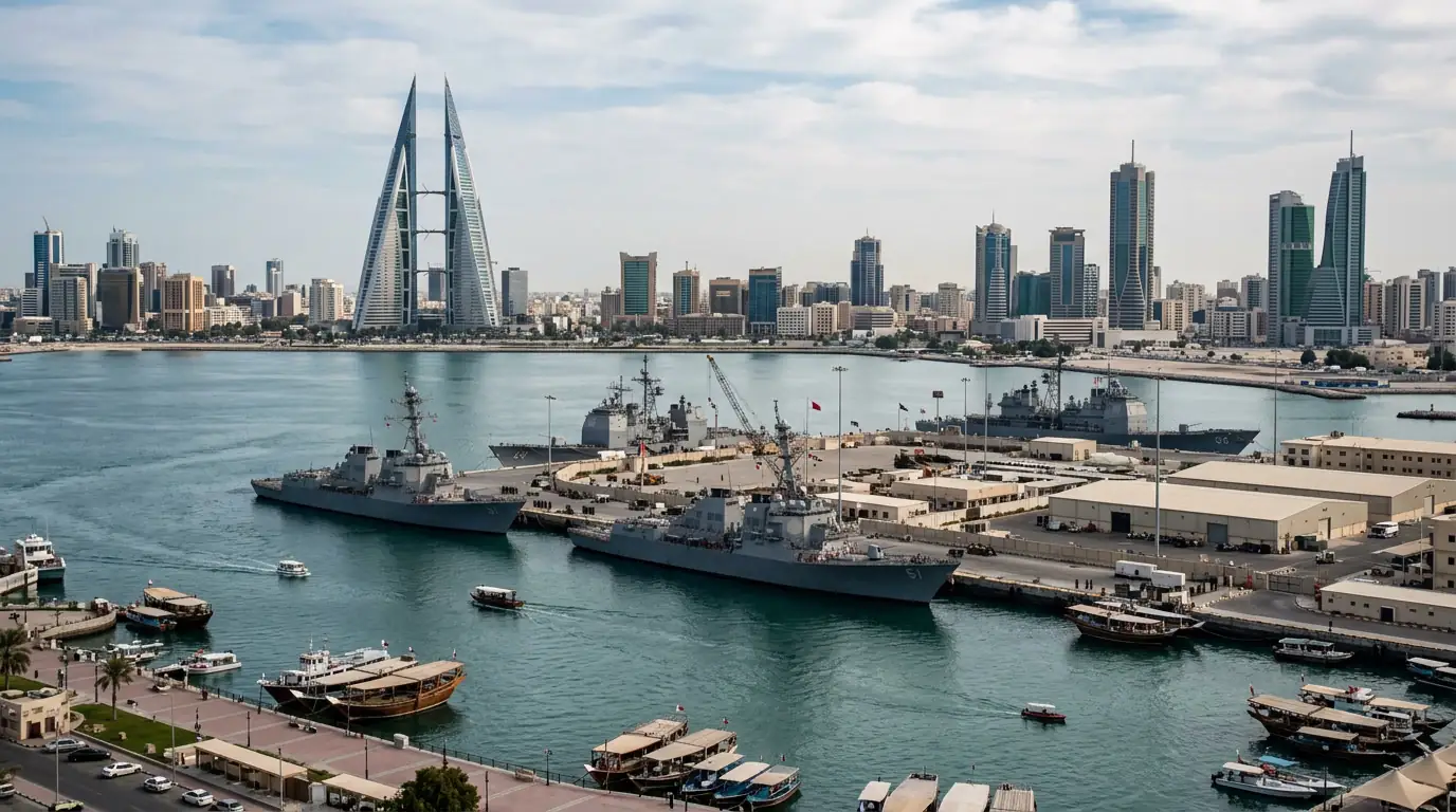 Vue de Manama, capitale de Bahreïn, siège du quartier général de la Ve flotte américaine dans le Golfe.