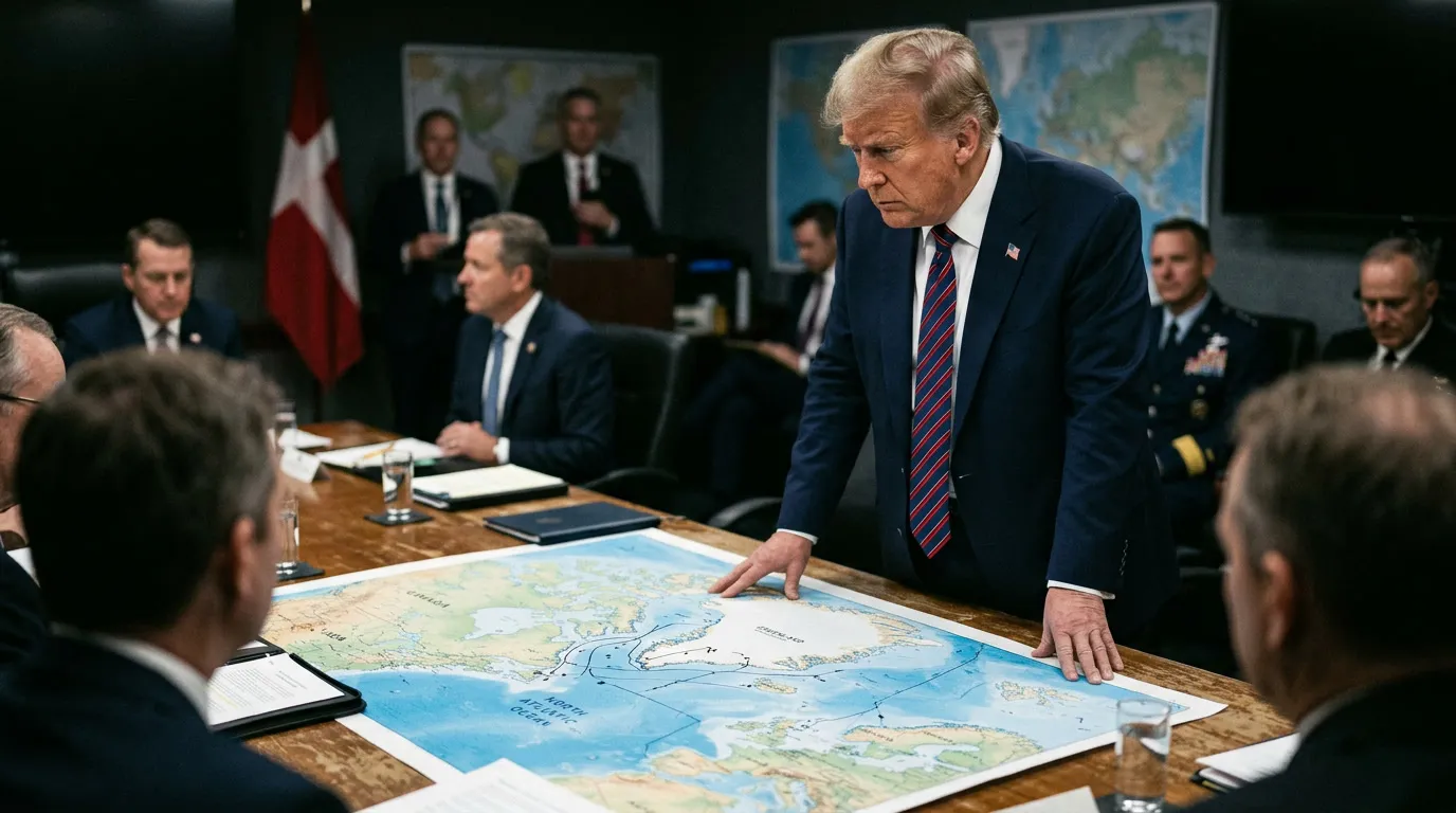 Carte de l'Atlantique Nord et du Groenland sous tension diplomatique entre Washington et Copenhague