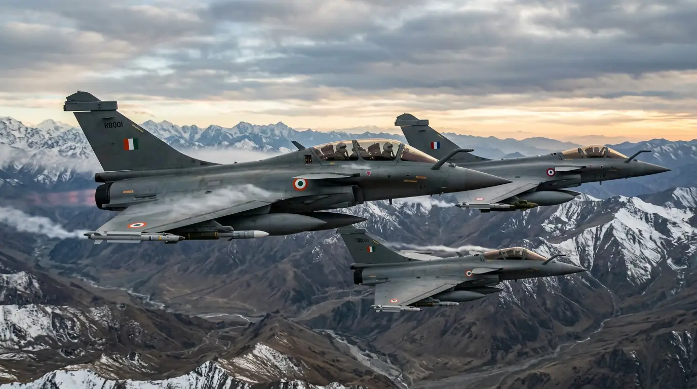 Avions de chasse Rafale symbolisant la coopération de défense entre l'Inde et la France