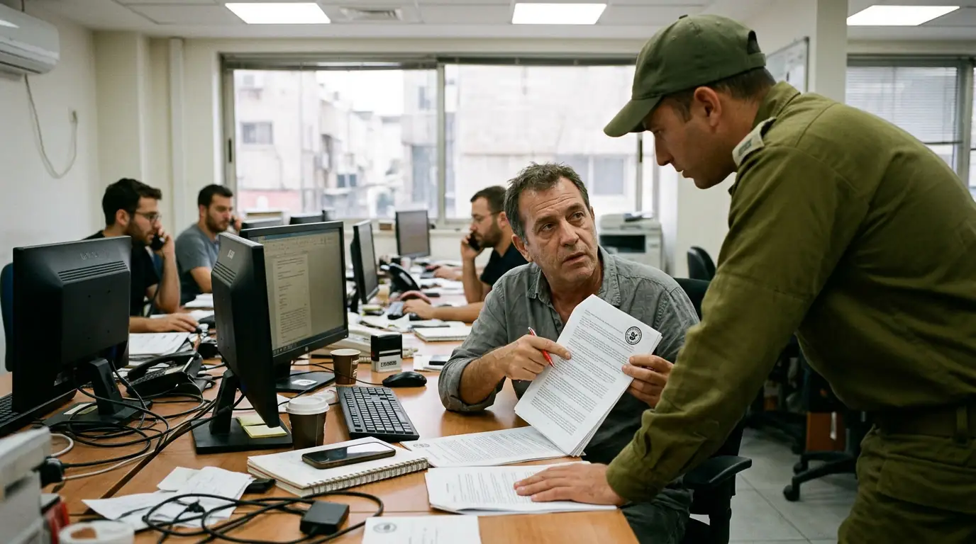 Une salle de rédaction israélienne : la censure militaire impose un visa préalable sur les sujets touchant à la sécurité nationale.