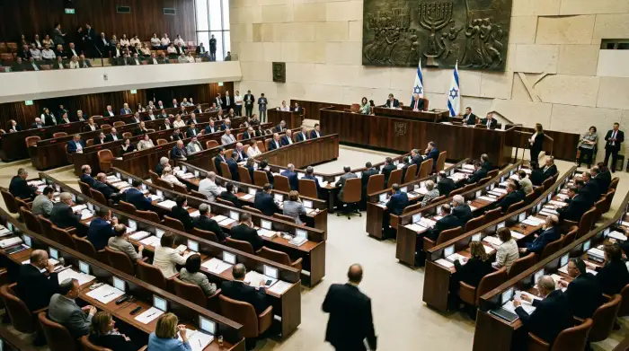 Hémicycle de la Knesset, le parlement israélien, où siègent 120 députés élus à la proportionnelle.