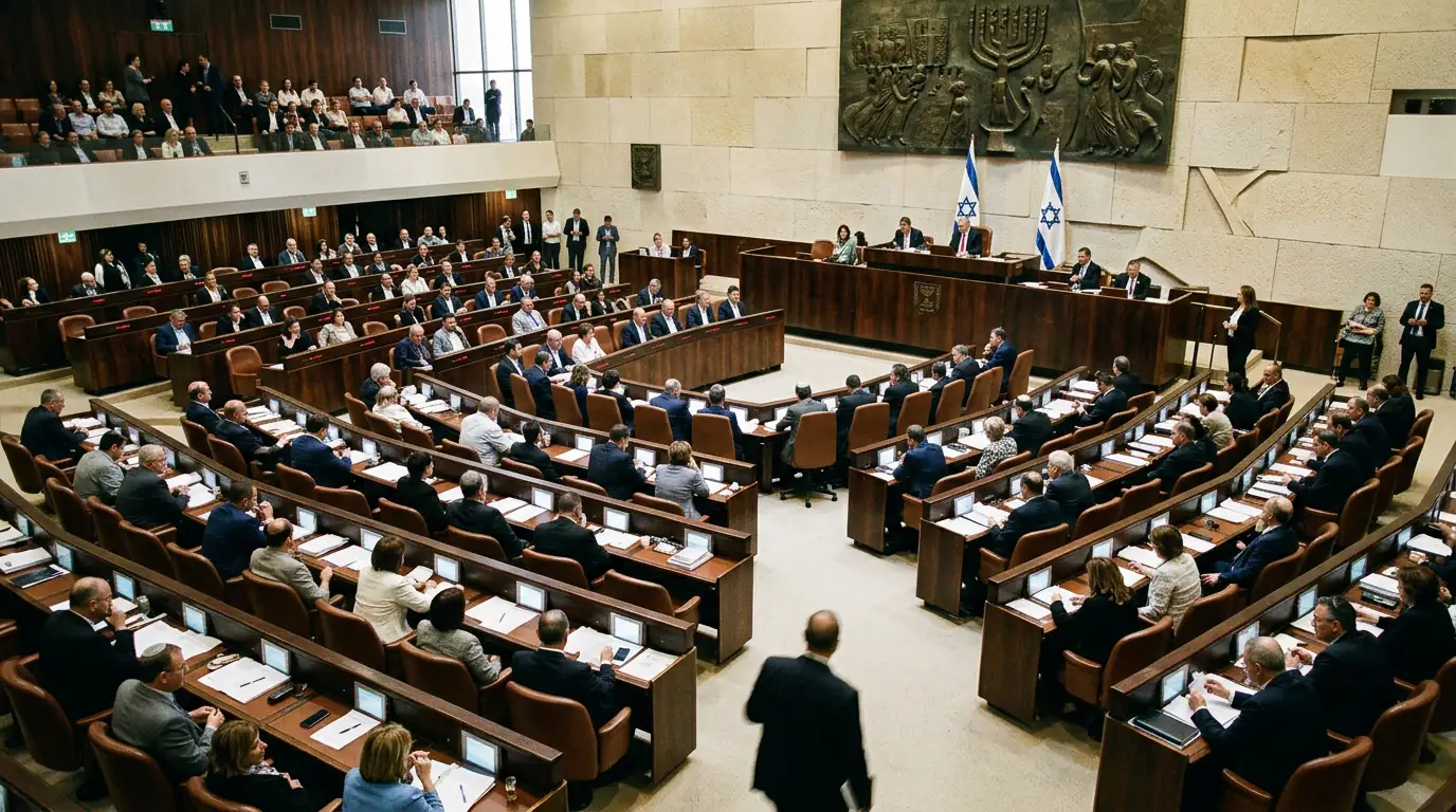Hémicycle de la Knesset, le parlement israélien, où siègent 120 députés élus à la proportionnelle.