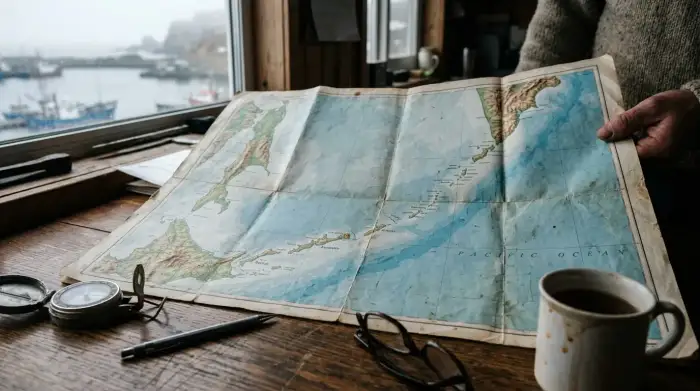Carte des îles Kouriles disputées entre la Russie et le Japon dans le Pacifique Nord.