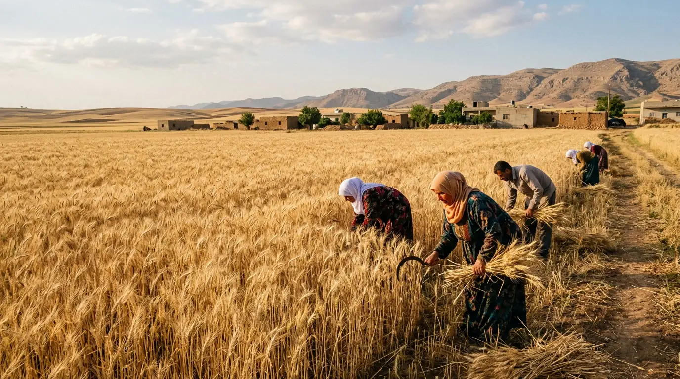 Champ de blé en Syrie, dans une région autrefois grenier à céréales du Moyen-Orient.