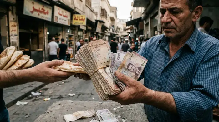 Billets de livre syrienne dévalués, symbole de l'effondrement économique sous les sanctions.