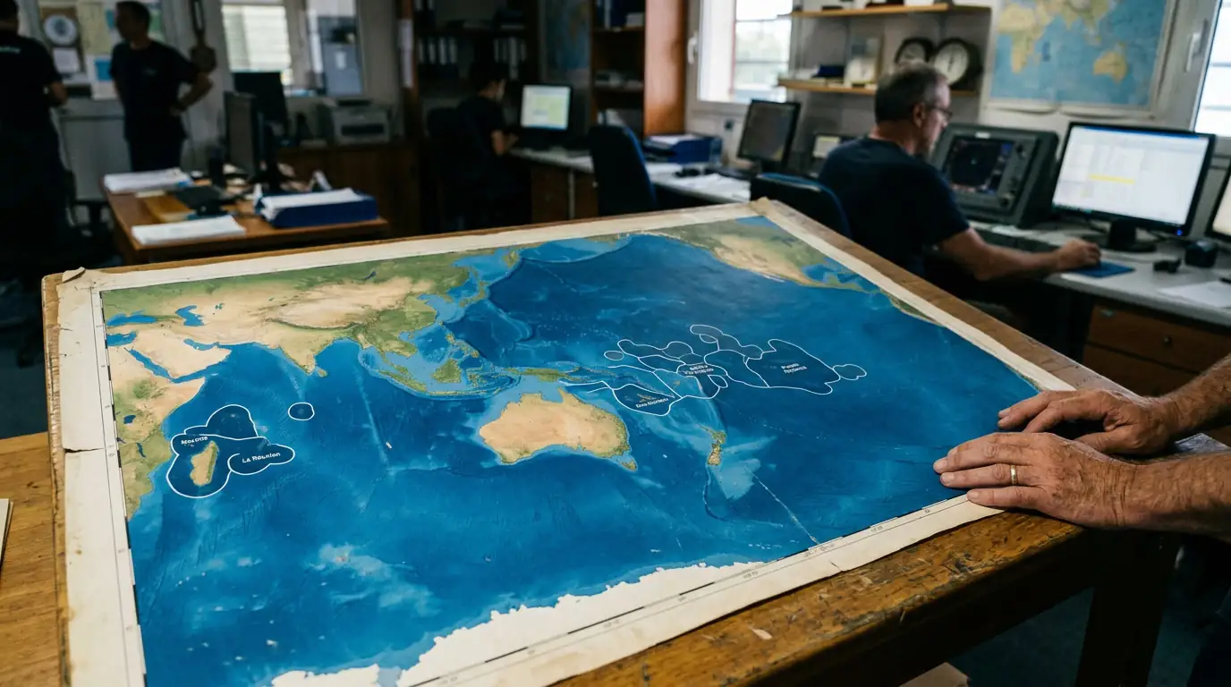 Carte de la zone économique exclusive française dans l'Indo-Pacifique, avec les archipels d'outre-mer